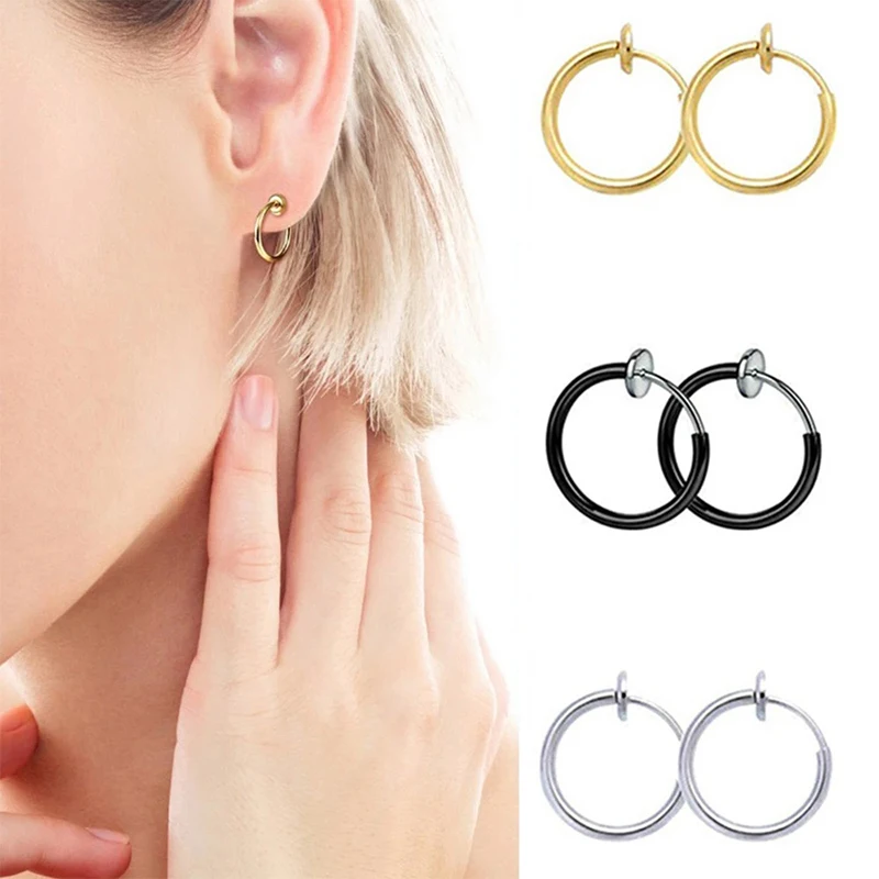 1 para moda okrągłe kółko wiosna klips do ucha kolczyki nie przekłuwające fałszywe kolczyki prezent dla kobiet mężczyzn biżuteria — zdjęcie 3