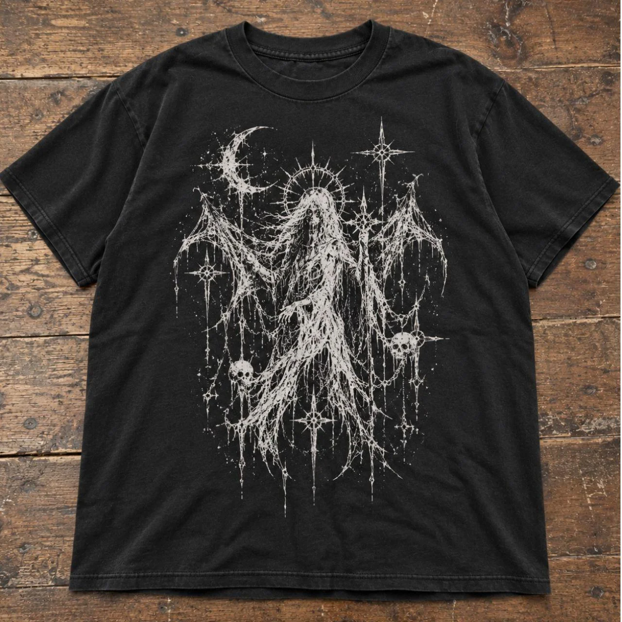 Classic Y2K gothic prints, Harajuku style, retro millennium-era style, loose-fitting T-shirts suitable for both men and women