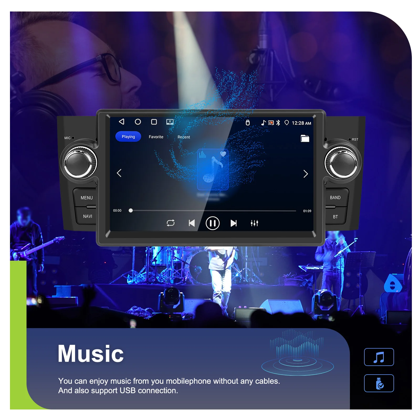 Podofo 1Din Android 4+64G Autoradio für FIAT Punto 05-09/Linea 07-11 Carplay Android Auto GPS WIFI Mirror Link Auto-Audio-Stereoanlage – Detail 11