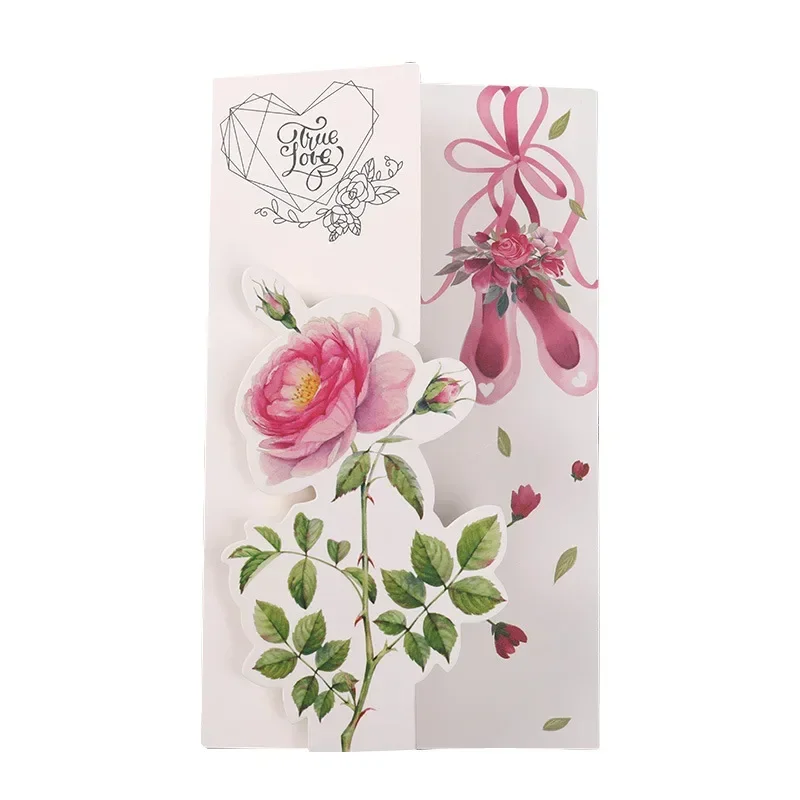 Floral Greeting Cards with Envelopes Creative Bouquet Greeting Folding Card for Wedding Invitation Xmas Blessing Birthday Card