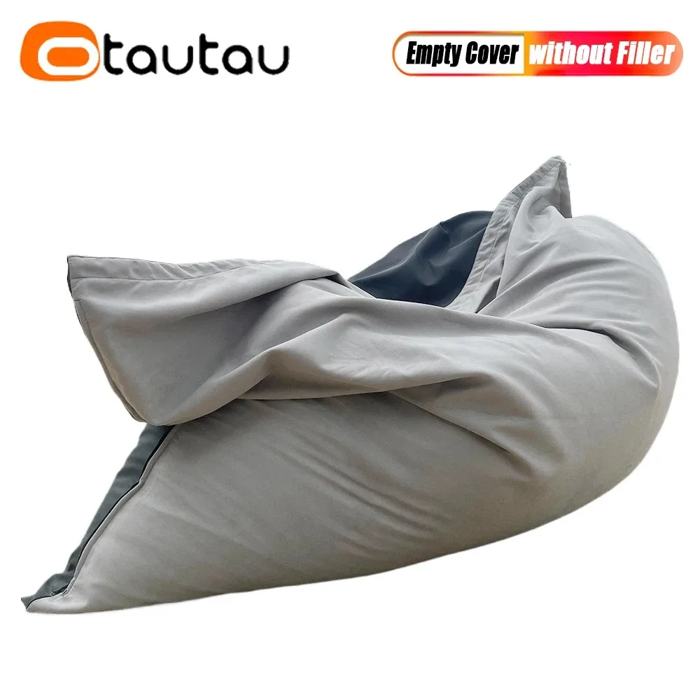 OTAUTAU 140x180cm Thick Soft Faux Suede Bean Bag Cover No Filler Home Outdoor Pillowsac Beanbag Pouf Salon Lounge Sofa Bed DD081