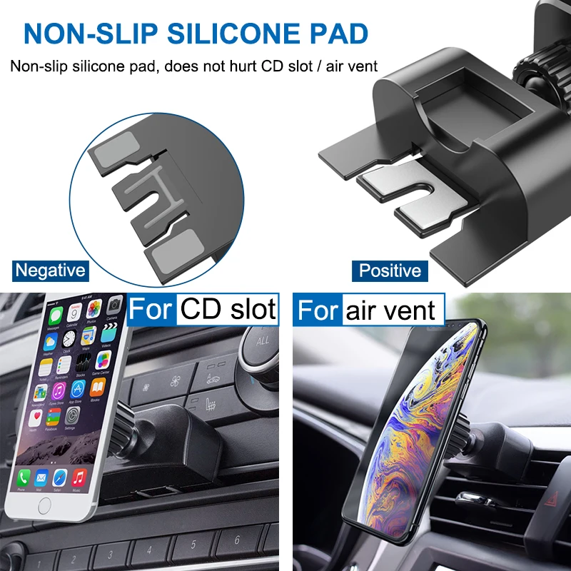 Magnetic CD Phone Car Mount for Car CD Player, CD Slot Car Phone Mount Holder with Built-in 6 Strong Magnets for iPhone Samsung
