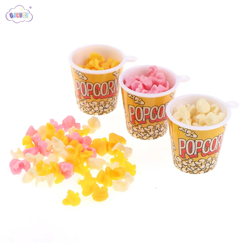 1/12 Scale Miniature Dollhouse Food Mini Popcorn Bucket For Doll House Kitchen Snack Shop Decor Kids Toys