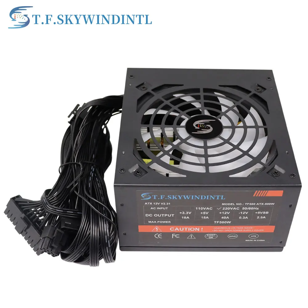 500W PSU Power For Desktop SATA ATX 12V Gaming PC Power Supply 24Pin 500Walt 18 LED Silent Fan New Computer Power Supply For BTC