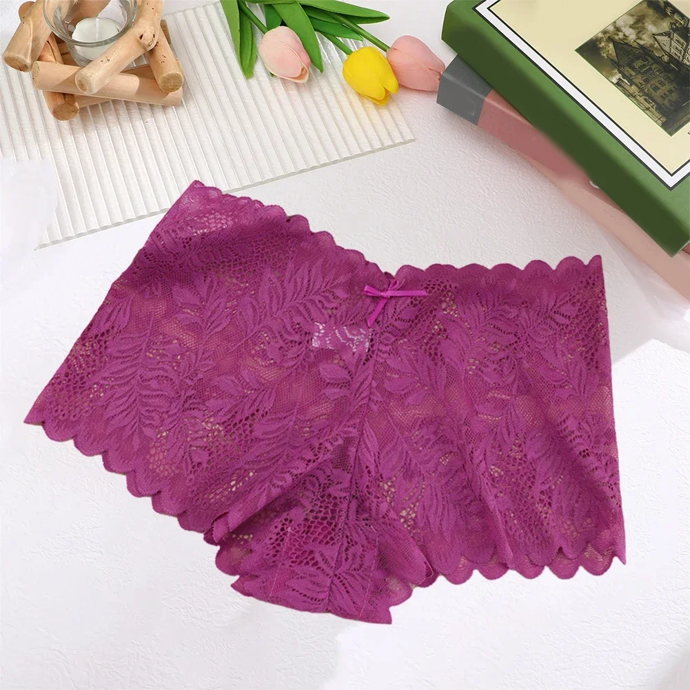 مثير الأزهار الدانتيل المرأة سراويل منخفضة الخصر لينة الملابس الداخلية الملاكمين