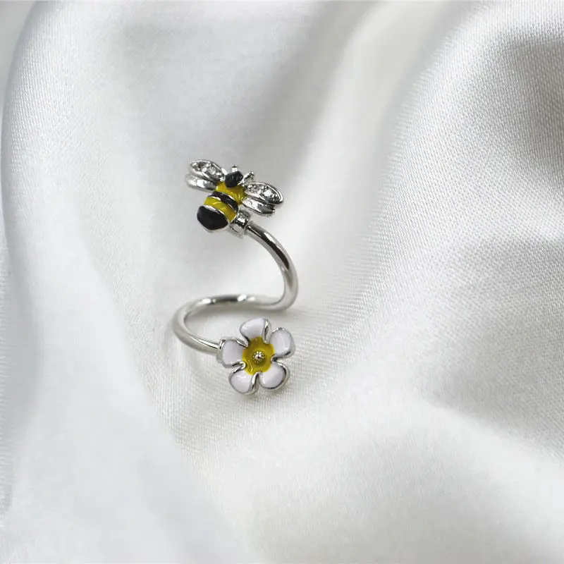 1PC S Lip Ring Piercing Bee Labret Month Piercing Flower  Double Ring Helix Piercing Cartilage Stainless Steel  Body piercing