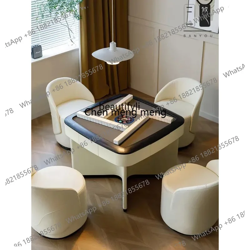 ss 26 Italian-Style Light Luxury Solid Wood Mahjong Table Automatic Home Entertainment Leather Multi-Functional Chess and Card T