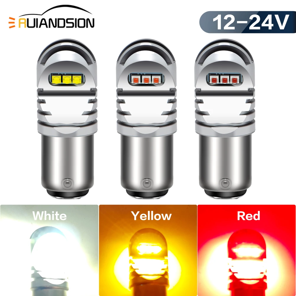 

BAW15D LED 1157 BAY15D P21/5W Turn Signal Reverse Light Bulb Amber Yellow Red White IP68 Waterproof 12-24V for Car Truck SUV 2Pc