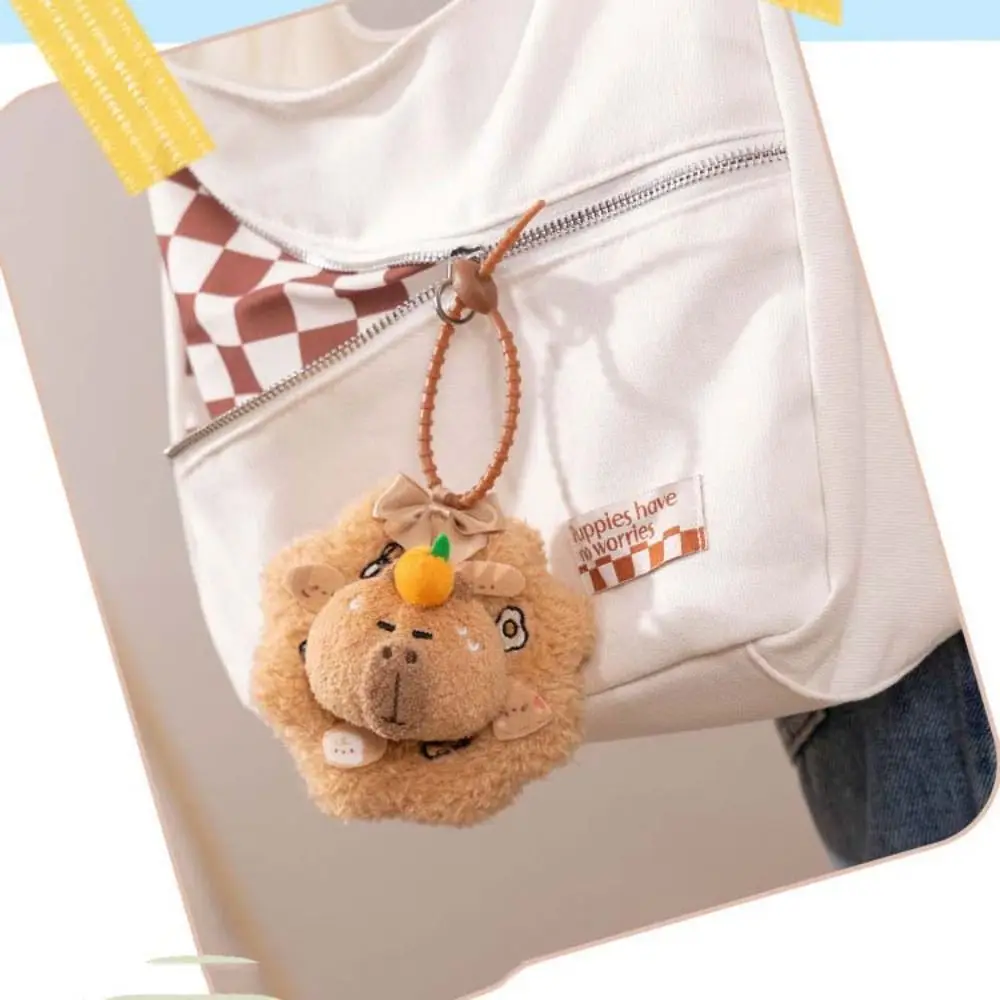 Soft Capybara Wreath Plush Keychain Creative Funny Capibara Bag Pendant Keyring Cute Capybara Plush Doll Bag Hanging