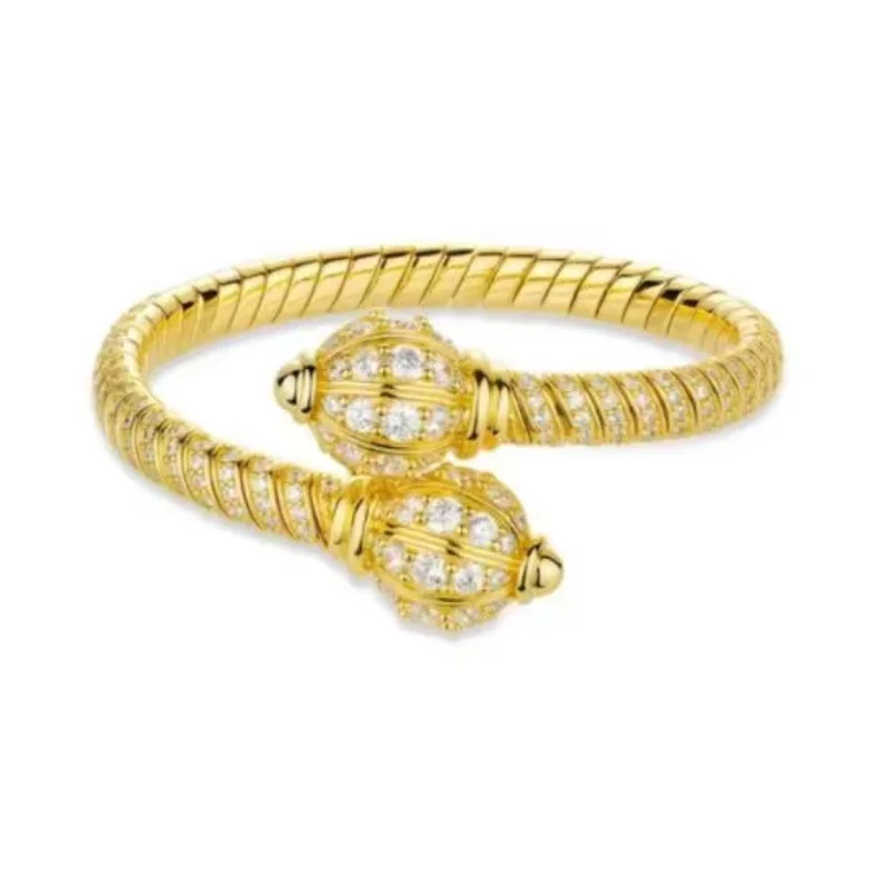 Bellux New Bracelets 925 Silver Gold Plated Women Bracelets Double Round Ball Design Original Brand High Quality Jewelry Bangle