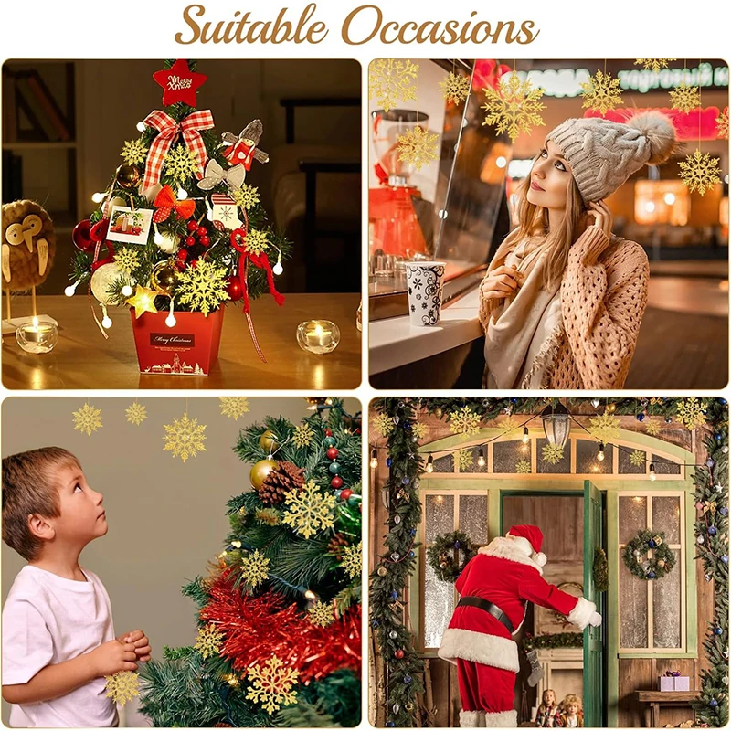 3/6/12 قطعة الثلج البلاستيكية الديكور بريق ندفة الثلج معلقة شجرة عيد الميلاد الديكور ديكور غرفة المنزل نافيداد 2025