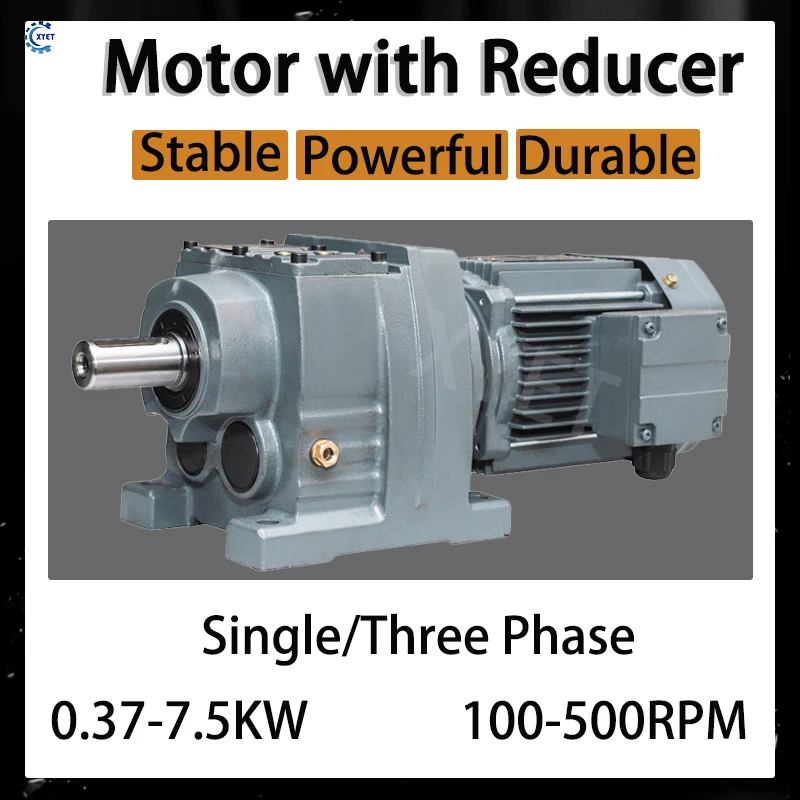 1100W 1500W Motor Reductor 2.2KW Cast Iron RF57 Inline Gear Units Motor Vertical Helical Speed Reducer with Gearbox Gear Reducer