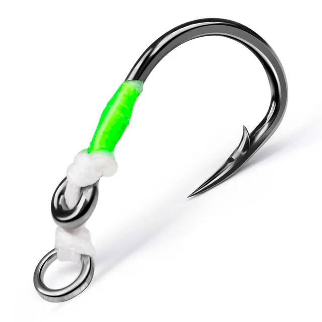 Deep Sea Big Fish Catch Fishing Hooks High Carbon Steel Assisted Hooks with Feathers Size 5/0 6/0 8/0 10/0 Giant Fish Fish Hooks 6