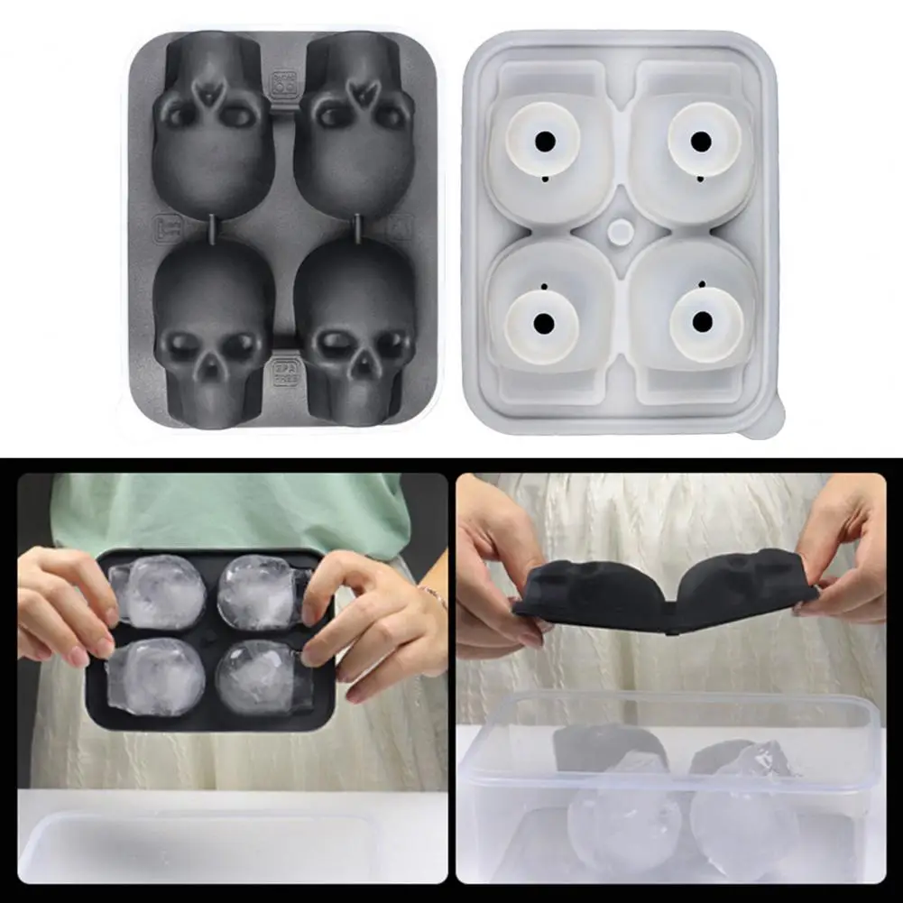Skeleton Ice Mold Skull Ice Cube Tray Skull Shape Silicone Ice Mold Tray for Whiskey Cocktails Easy Release Food for Halloween