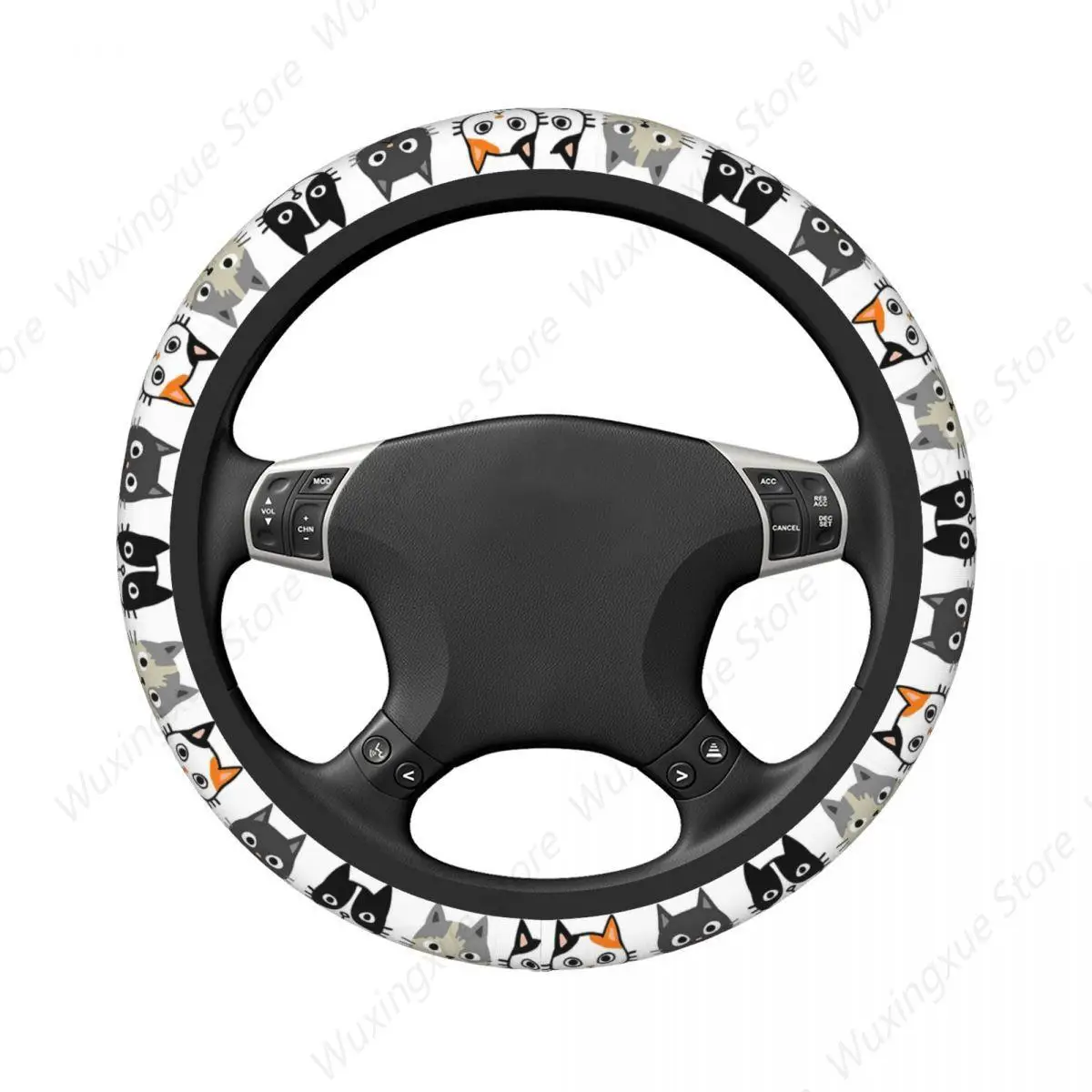 Assorted Cat Faces,Cute Quirky Kitty Cat Thickening Car Steering Wheel Cover 38cm Universal Suitable Car-styling Car Accessories