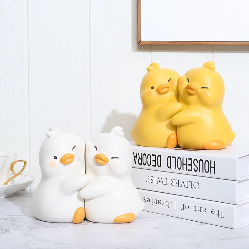 Lovely Cartoon Duck Hugging Animal Book Ends Book Stand Holder Decorative Bookends For Desk Office Home Shelf Ornaments