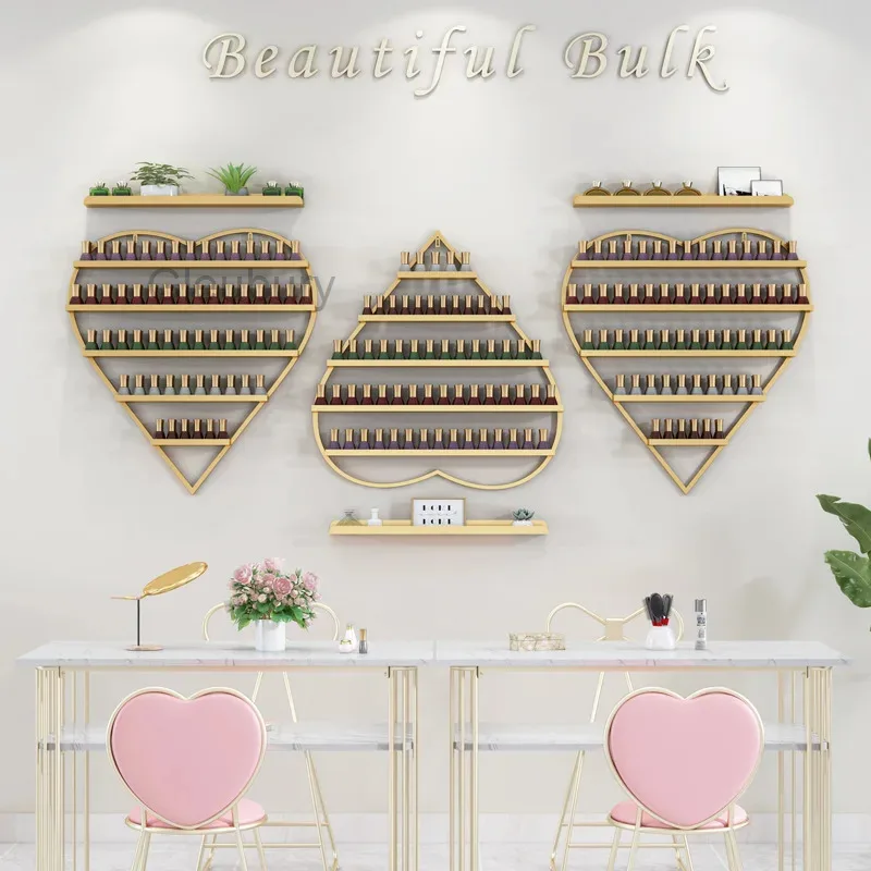 Nail Rack Wall Mounted Heart-shaped Nail Polish Display Rack Cosmetics Store Nail Polish Shelf Wall Mounted Storage Rack
