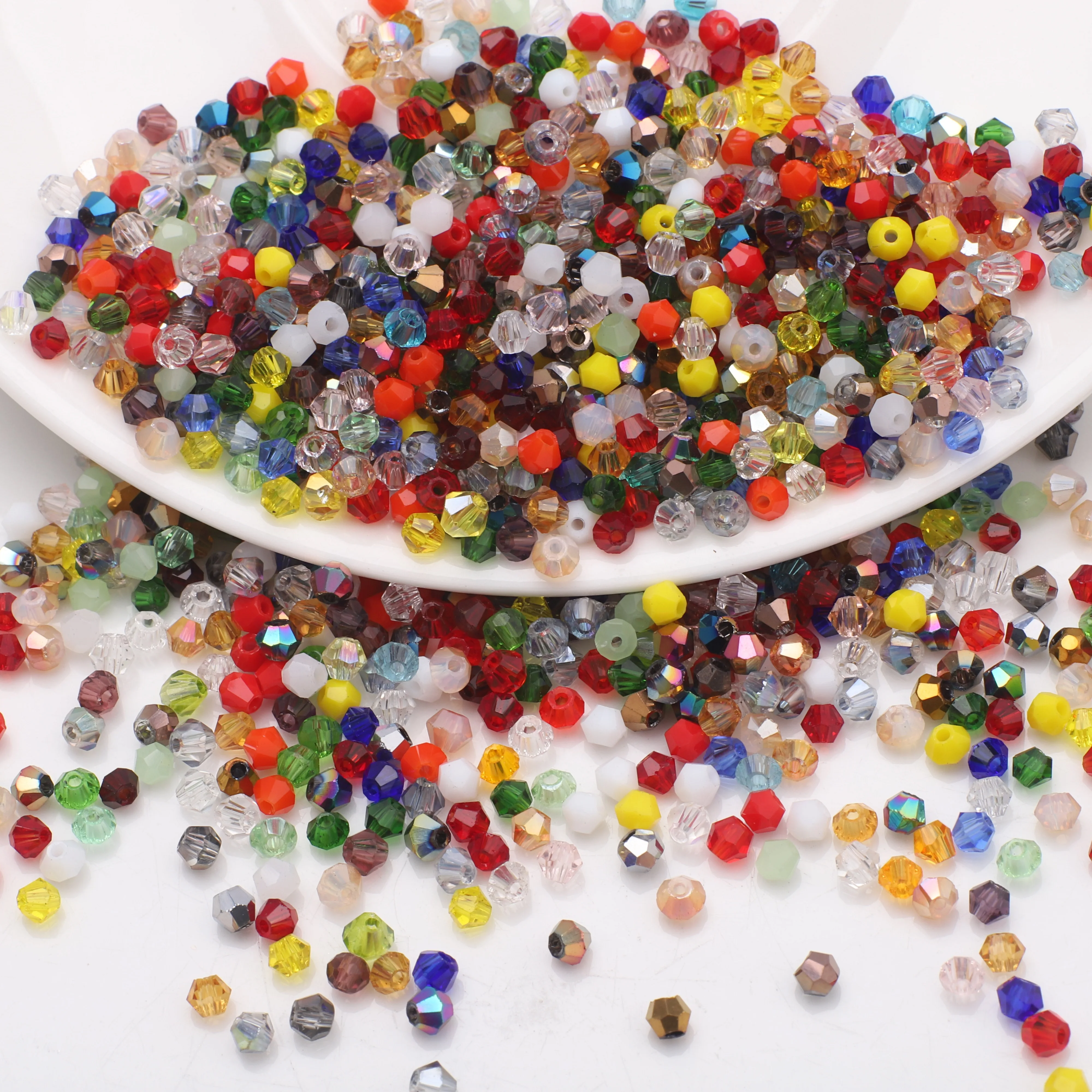 500 sztuk 2mm 3mm mieszane kolory czeski Bicone szklane luźne koraliki dystansowe rzemiosło dla ręcznie robionej kryształowej bransoletki kolczyki DIY tworzenia biżuterii