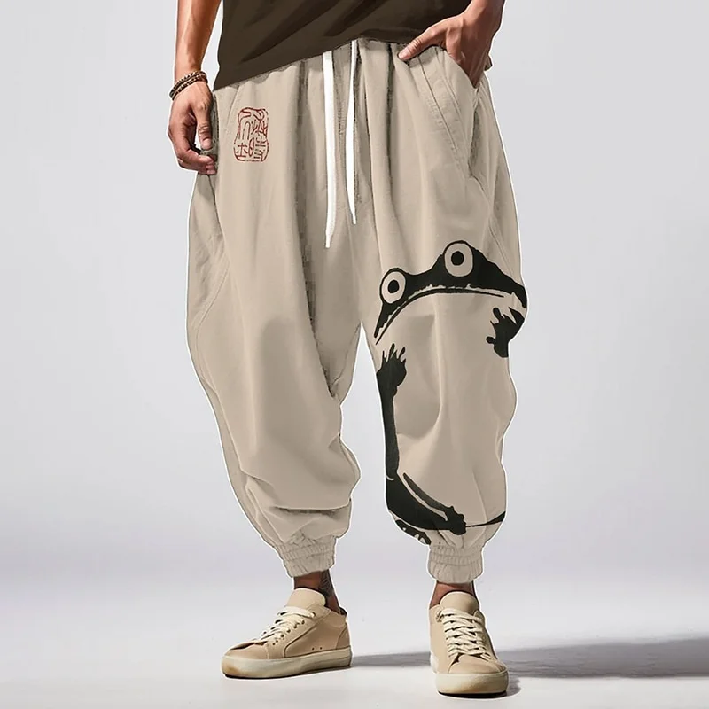 Ink-Wash Frog 3D Print Casual Beach Harem Pants Men Hip Hop Chinese Style Trousers Baggy Jogger Sweatpants