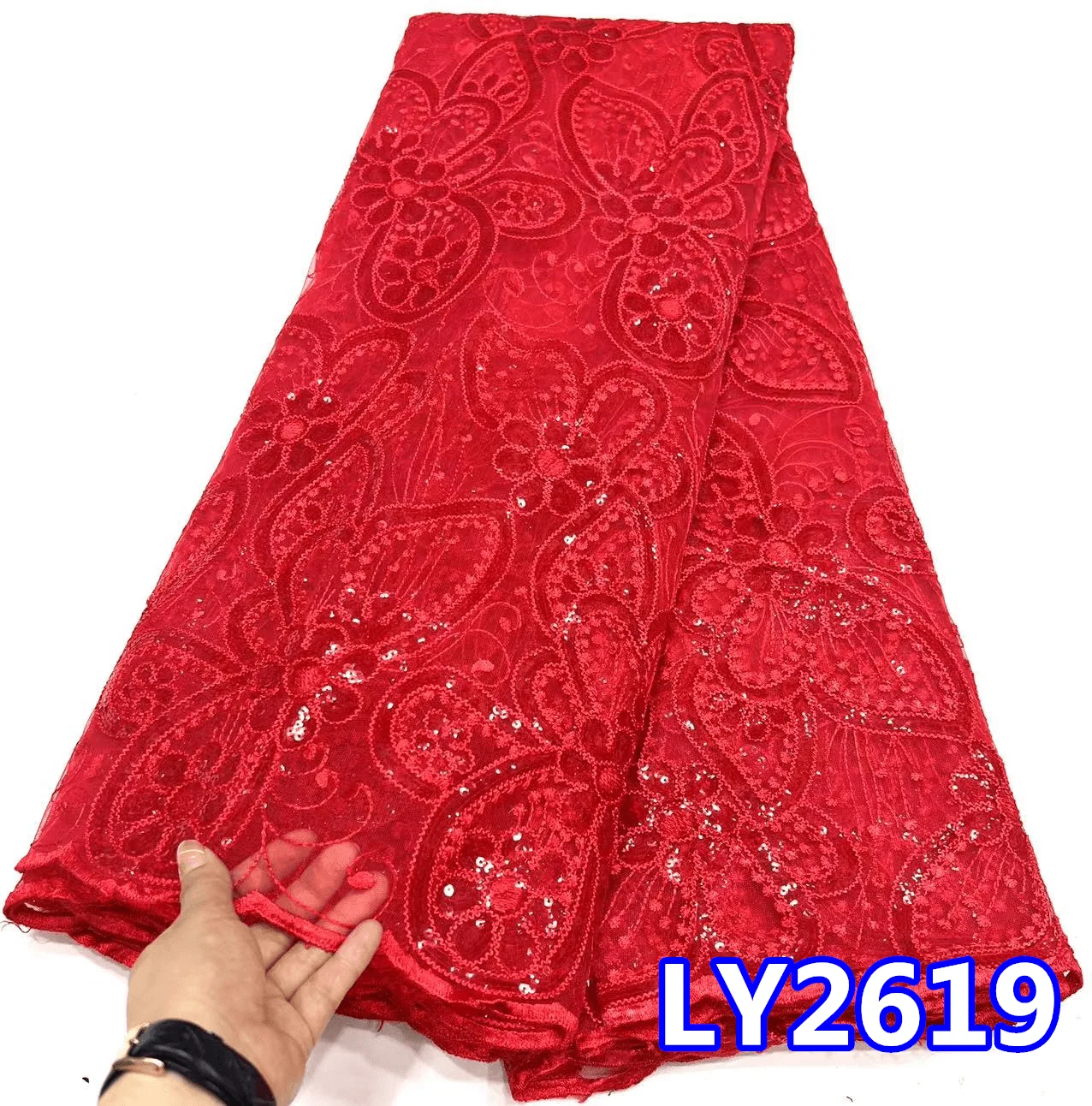 High Quality African Nigerian Tulle Lace Fabric Embroidery Party Dress Sequins French Guipure Fabric For Sewing 5yards PL298-2