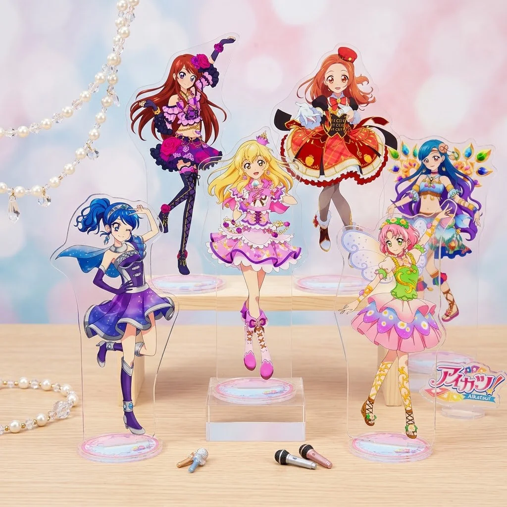 Anime Aikatsu Acrylic Stand Keychain 15CM Hoshimiya Ichigo Kiriya Aoi Shibuki Ran Cartoon Character Ornament Fan Collection