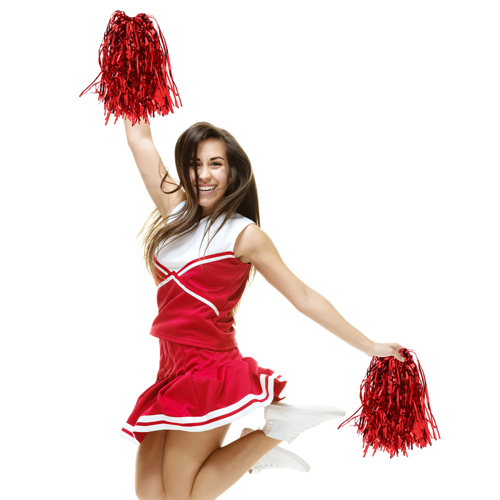 24 Stück Cheerleading-Pompons, 20 g, roter gerader Griff, wiederverwendbare Requisiten für Party, Schule, Veranstaltungen, Gymnastik, Tanz, Fitness