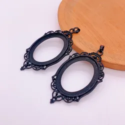 Onebeading Fit 30x40mm Black Cameo Cabochon Frame Bezel Pendant Tray blank Necklace DIY Making Accessories 5pcs K06365
