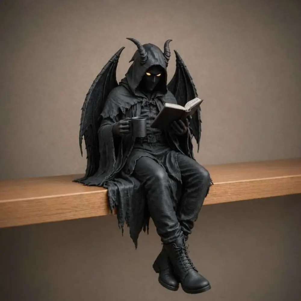 Spooky Halloween Skull Ornament Resin Sitting Figurine Decorative Craft Statue For Home Bookshelf Desktop Party Atmosphere