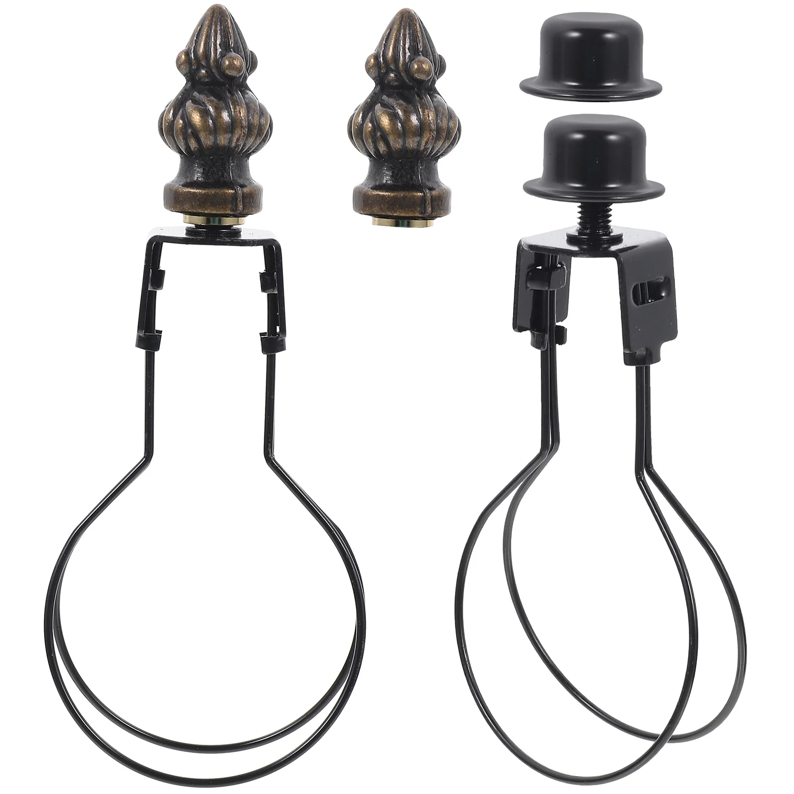 

2 Sets Lamp Bulb Clip Finial Black Decorative Parts Adapter Lampshade Holder for Bulbs Table Lamp Desk Bedside Lighting