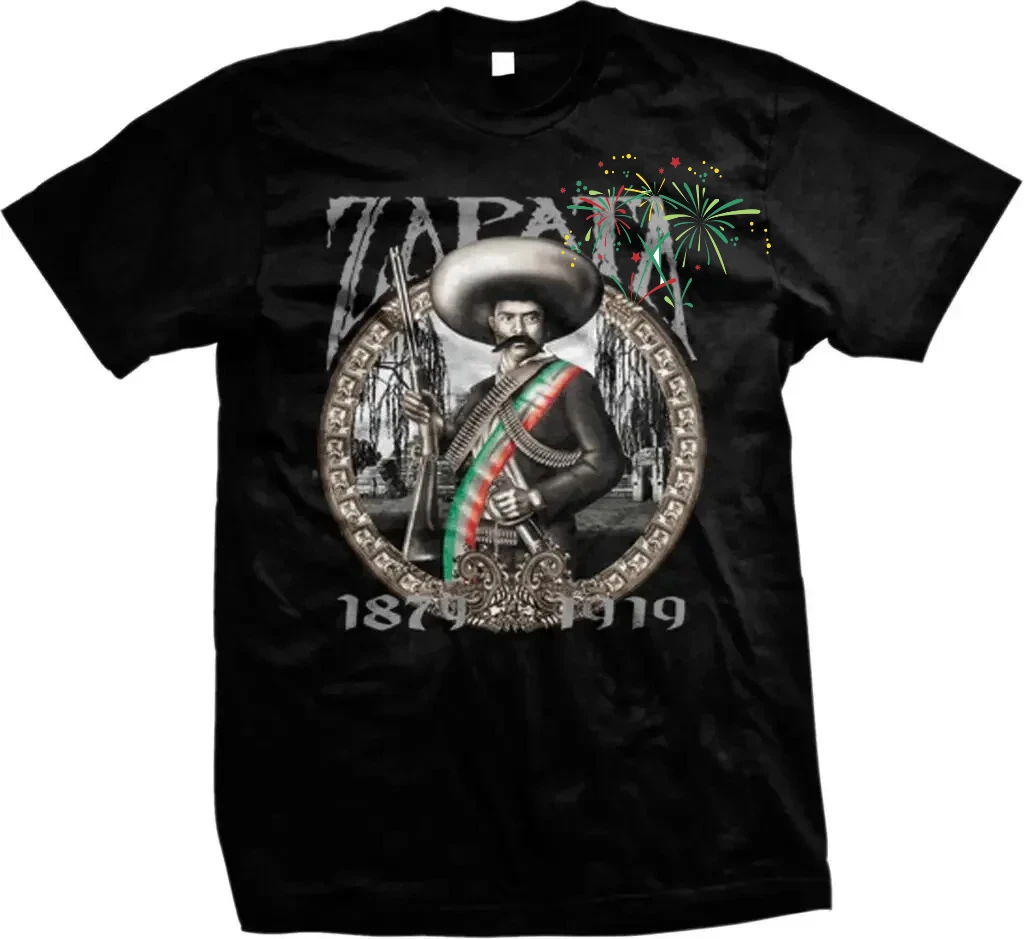 Camiseta mexicana de héroe revolucionario Emiliano Zapata Salazar, 100% algodón, cuello redondo, manga corta, camiseta informal para hombre, talla S-3XL