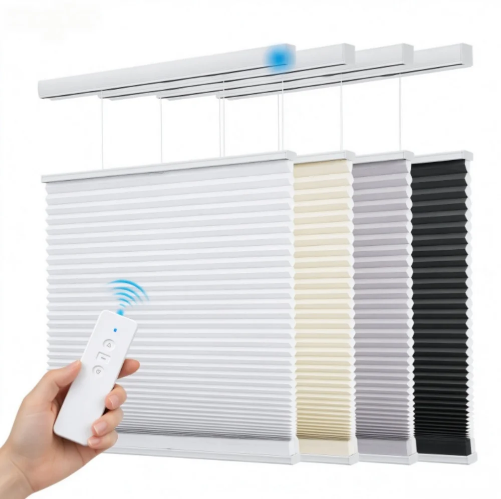 High Quality Alexa Smart Electric Honeycomb Blinds Motorized Heat Insulation Top Down and Bottom Up Honeycomb Blinds