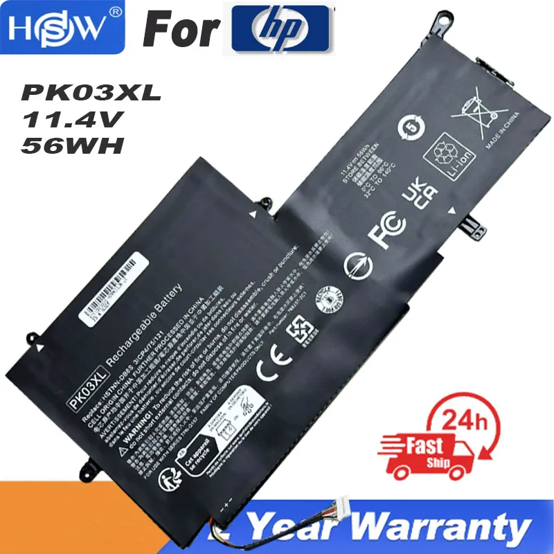 

New Genuine PK03XL 11.4V 56Wh Laptop Battery for HP Spectre X360 789116-005 13-4101dx 13-4102dx 13-410