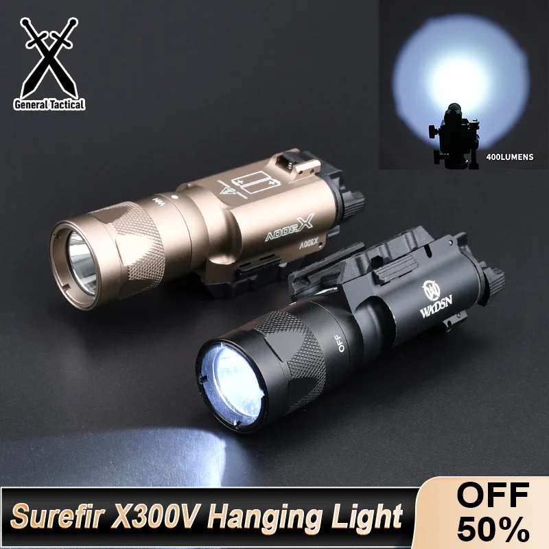 

Tactical Airsoft Surefir X300 X300V Hanging Flashlight Strobe White LED 400Lums Light Fit 20mm Rail Hunting Weapon Gun Pistol