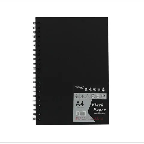 New Black Card Book A4 120 Pages Black Card Paper Inner Page Coil Book Graffiti A3 Photo Album DIY Black Sketchbook Notebook