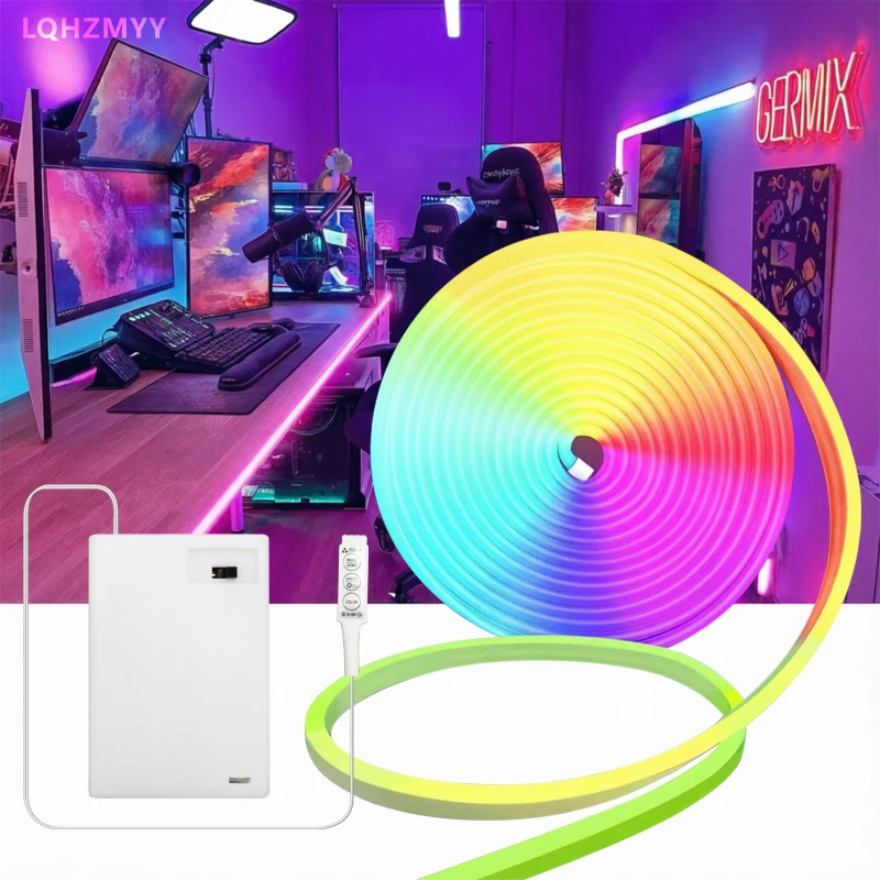 1 Roll of Color-Changing Rgb Led Light Strip with Battery Box (Battery Not Included), Led Neon Light, with a Simple Three-Button Control Switch for Switching Light Color Modes, Suitable for Cars, Motorcycles, Tv, Compu
