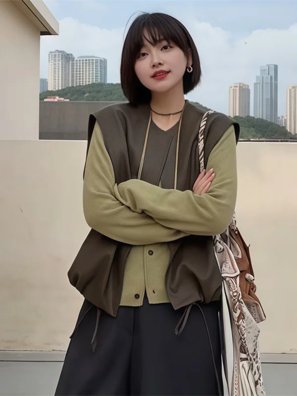 Losse Een Gebreide Open Vest Vrouwen Sle Koreaanse Lui Faion Lente Herfst Nieuwe Plus Size Gelaagdheid Bovenkleding Top