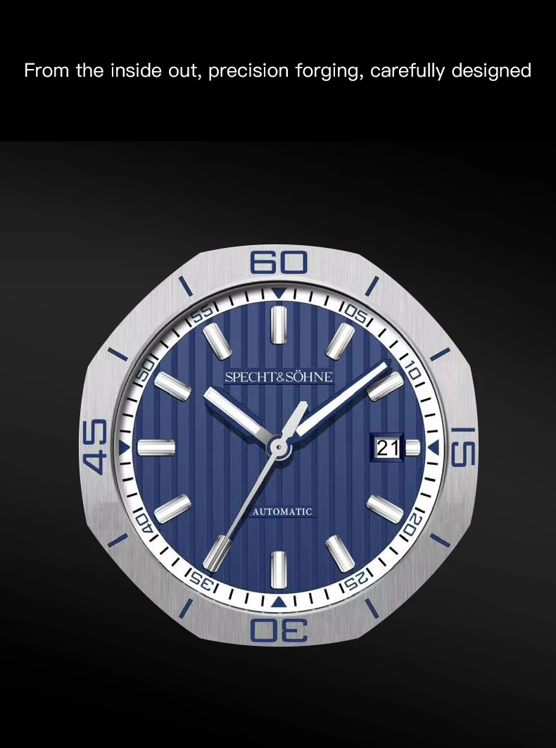 Specht&Sohne New Classic Men's Watch 50M Waterproof Luminous Sapphire Crystal Blue Automatic Mechanical Watches Reloj Hombre Sfef4dc8463b944e3ba0141c53a4c8497a