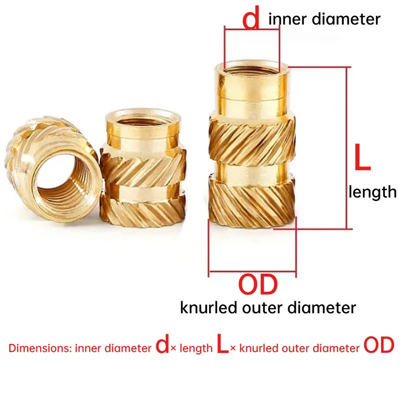 Brass Copper M1 M1.4 M1.6 M1.7 M2 M2.5 M3 Hot Melt Heat Injection Molding 3D Print Embedment Thread Nuts Through Hole Nut