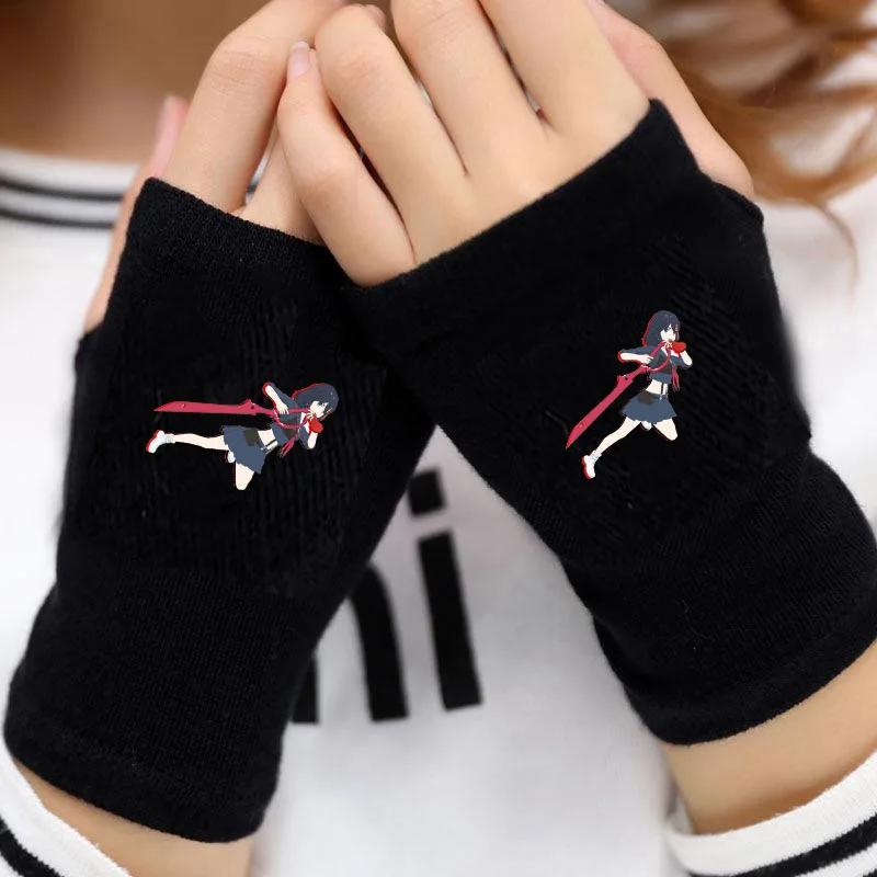 

Teenagers Short Fingerless Gloves Mitten Arm Warmer Men's Warm Cuff Gloves For anime KILL la KILL Cartoon Gloves