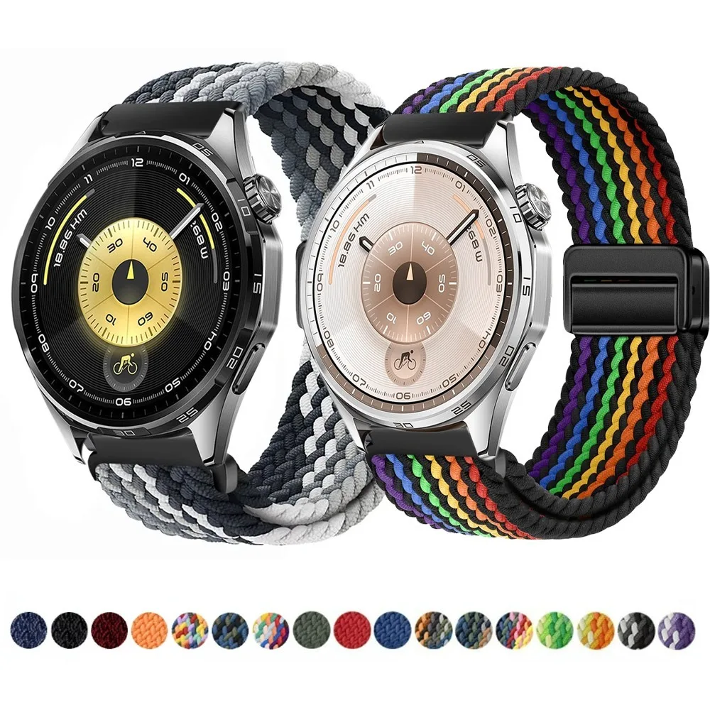 20 mm 22 mm Nylonarmband für Samsung Galaxy Watch 7 6 5 4 geflochtenes Magnetschnallenarmband Huawei Watch 5 GT6-5-4 Pro 46 mm Correa