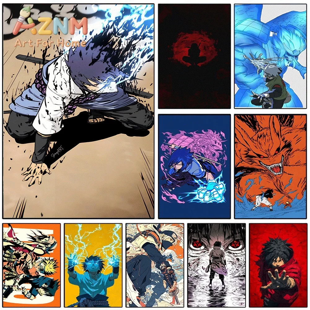 Anime Naruto Canvas Wall Art Sasuke Chidori Lightning Manga Style Poster Unframed Canvas Painting Bedroom Living Room Home Wal