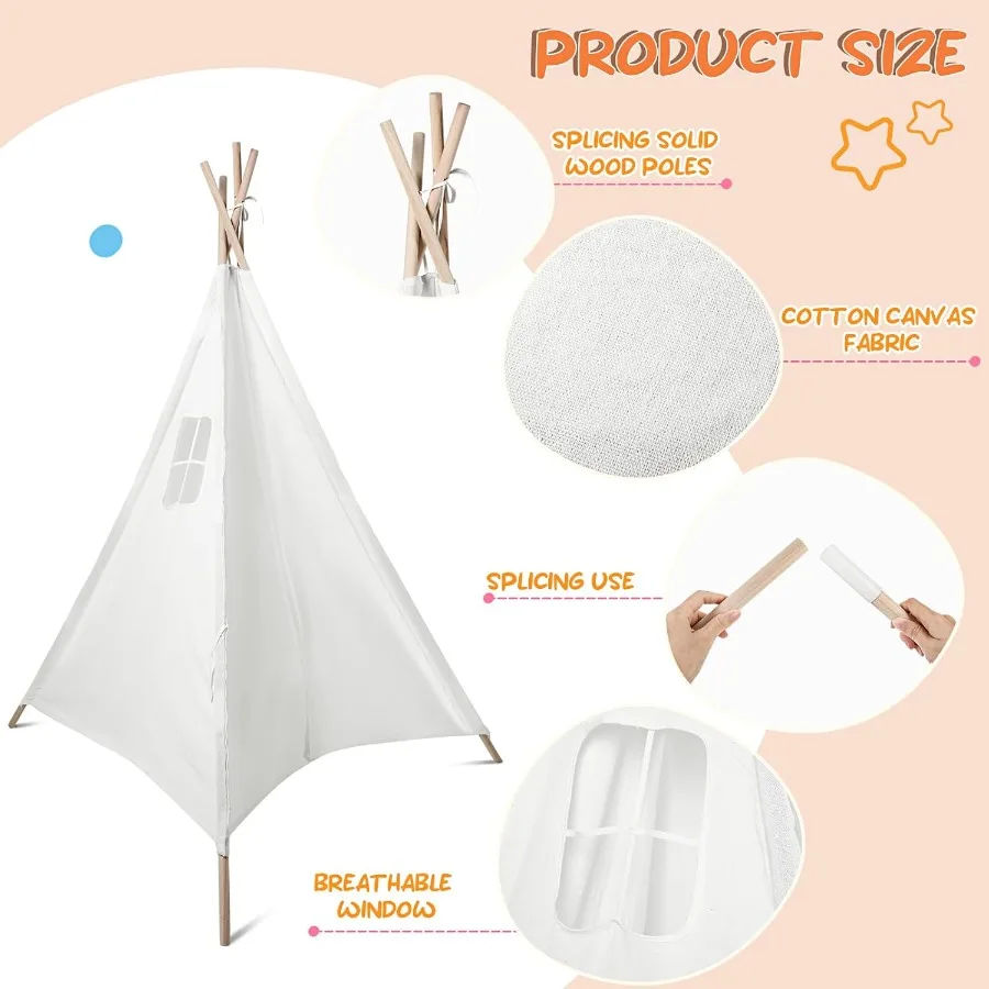 4 Pack Kids Inflatable Bed Teepee Tent Set, Includes 4 Portable Air Mattresses, Foldable Tents, and White Flat Sheets