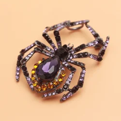 New Retro Geometric Hollow Spider Brooch Light Luxury Rhinrhino Spider Pin Accessories for Men and Women