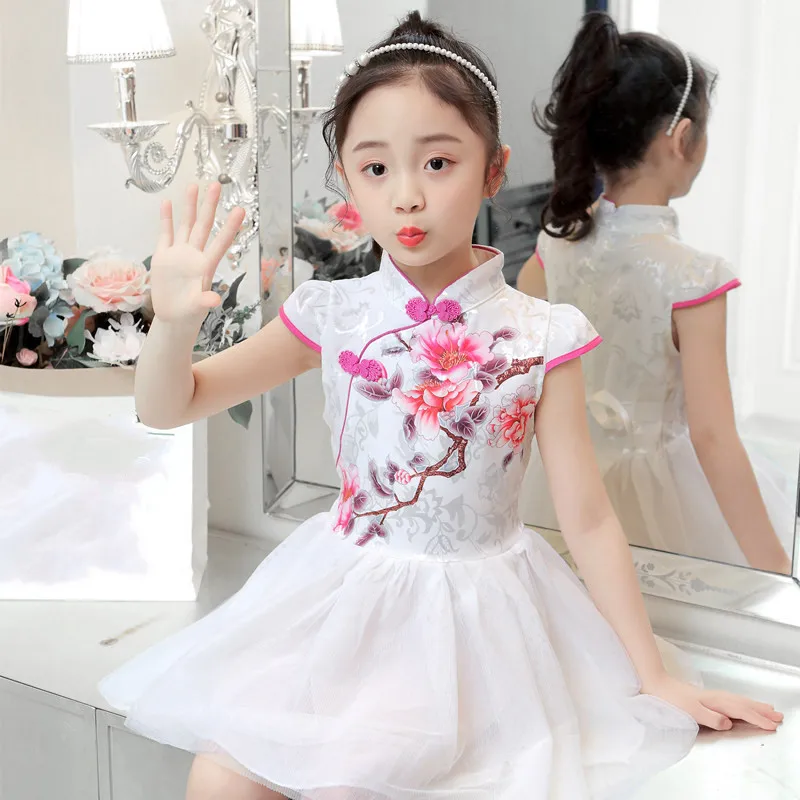 Fashion Party Kids Cheongsam Modern Girls Dresses Performance Children\'s Clothing Casual Baby Chinese Style Dress Qipao Vestidos