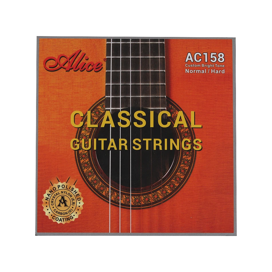 Alice AC158 Classical Guitar Strings Crystal Nylon (E,B) & Carbon (G) Silver Plated Copper Nano Polished Coating 028-043/028-044