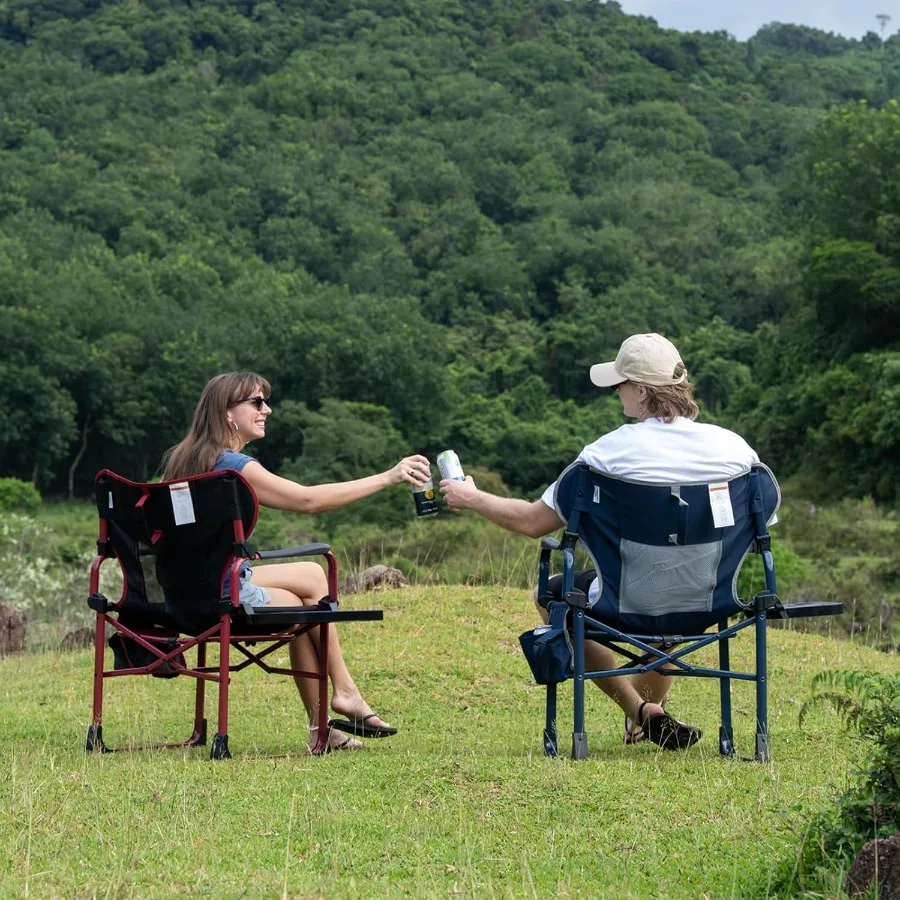 كرسي قابل للطي محمول كبير الحجم من الألومنيوم مع جيب جانبي وطاولة جانبية قابلة للتعديل لرحلة صيد الأسماك على الشاطئ وحفلات الحديقة #2