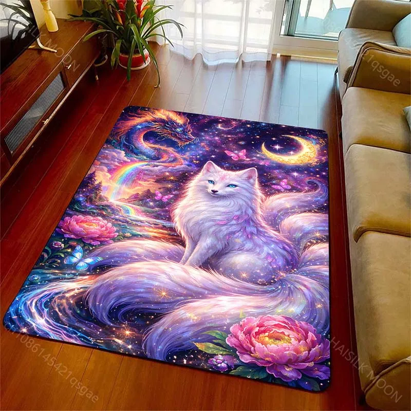 1PC Fantasy creature and vibrant scenery Print Carpet Rug for Living Room Bedroom Sofa Doormat Home Decor Non-slip Floor Mat
