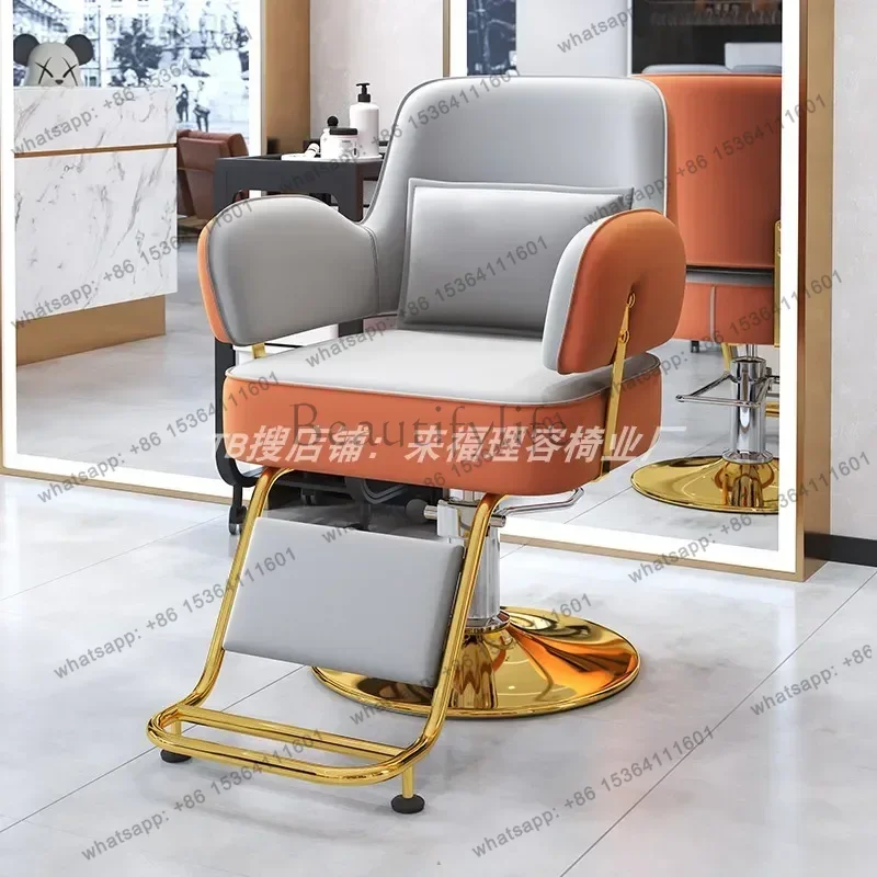LSFashionable Grey Barber Chair Glamour Elegant Professional Comfy Hairdressing Chair Chairs Beauty Silla De Barbería Furnitur 6