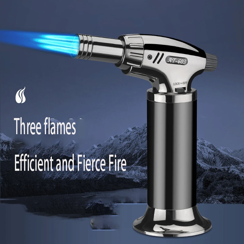 Classic AT603 Three Direct Fire Spray Gun Welding Gun High Firepower Three Fire Windproof Inflatable Lighter Cross border