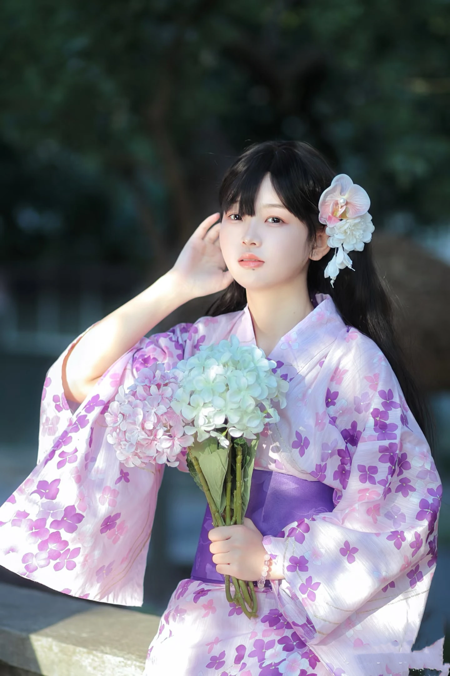 Traditional Sakura Kimono Two-Piece Separate Pure Cotton Fabric Hot Stamping Summer 2025 Women's Ethnic Clothing
